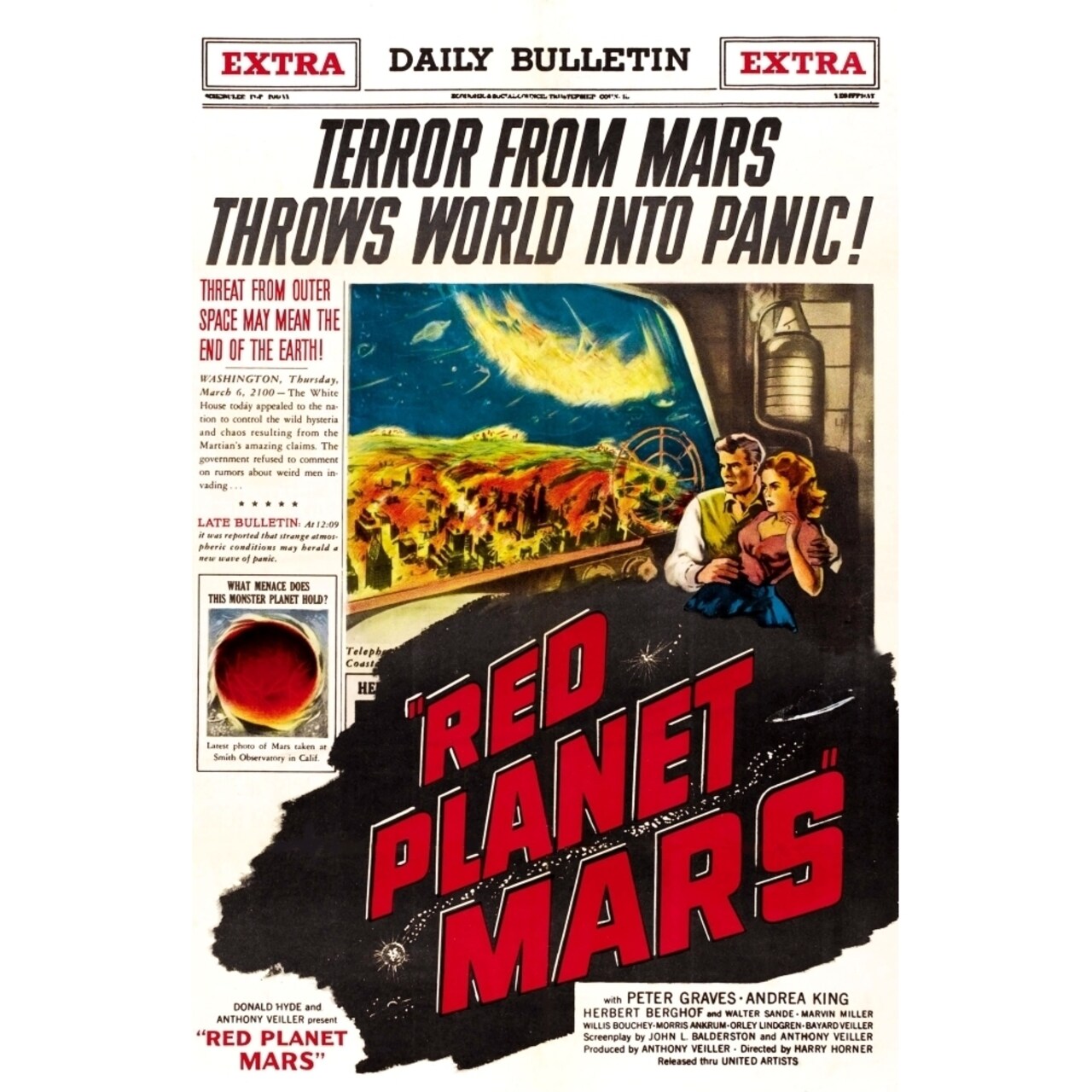Red Planet Mars Top From Left: Peter Graves Andrea King 1952. Movie Poster Masterprint